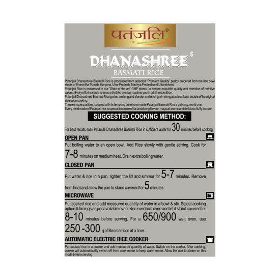 Patanjali Dhanshree Basmati Rice 1 kg - Premium Quality Long Grain