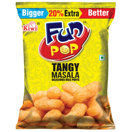 Fun Pop Tangy Masala Rice Puffs 28g - Crispy & Tangy Delight Fun Pop Tangy Masala Rice Puffs 28g - Crispy & Tangy Delight
