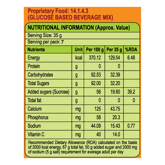Patanjali Glucoshakti Orange 250 g - Refreshing Energy Drink Mix