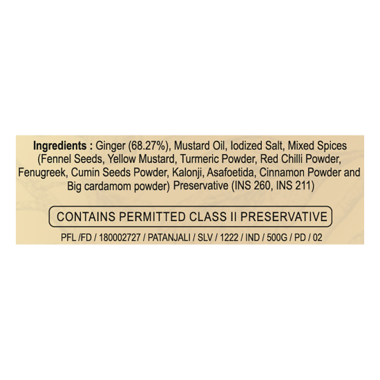 Patanjali Ginger Pickle 500 g - Authentic Indian Flavor