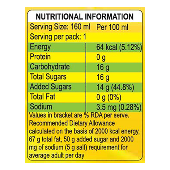 Natural Mango Beverage Tetra Pack 160 ml - Refreshing Mango Drink