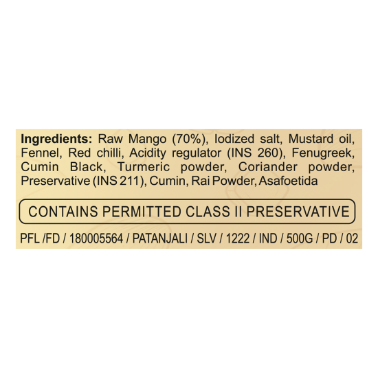 Patanjali Mango Pickle 500 g - Authentic Indian Taste