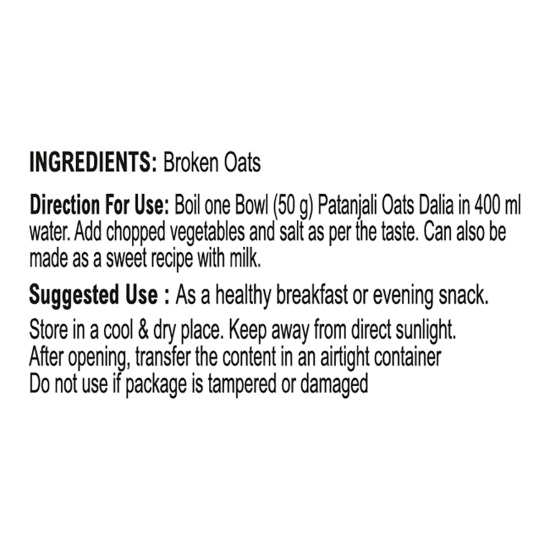 Patanjali Oats Dalia 200 g - Wholesome & Nutritious