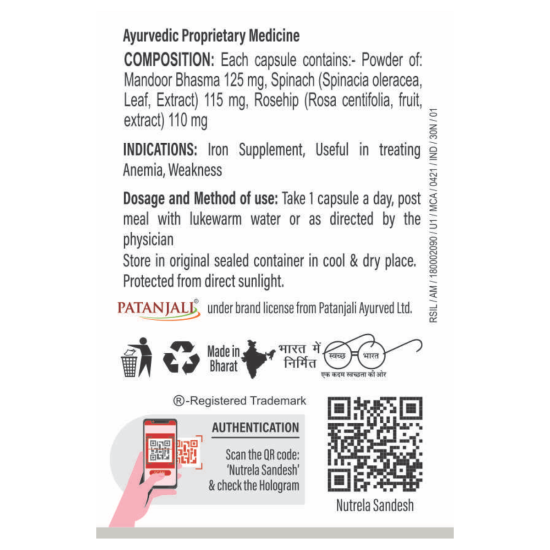 Patanjali Nutrela Iron Complex Natural 11g - Essential Nutrient Support