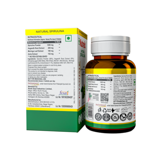 Patanjali Nutrela Spirulina Natural 32 g - Nutrient-Rich Algae Supplement