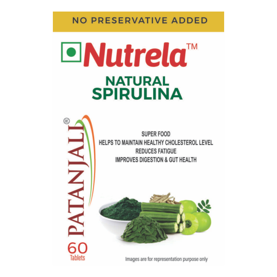 Patanjali Nutrela Spirulina Natural 32 g - Nutrient-Rich Algae Supplement