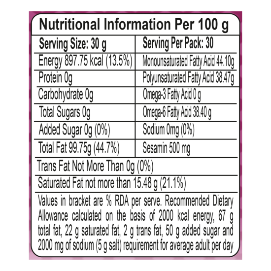 Patanjali Sesame Oil B 1 Ltr - Premium Quality Cooking Oil