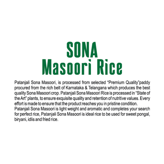 Patanjali Sona Masoori Rice 1 kg - Premium Quality Rice
