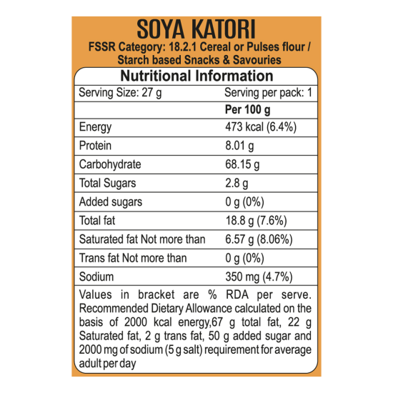 Patanjali Soyavita Soya Katori 27 g - Nutritious Protein Snack