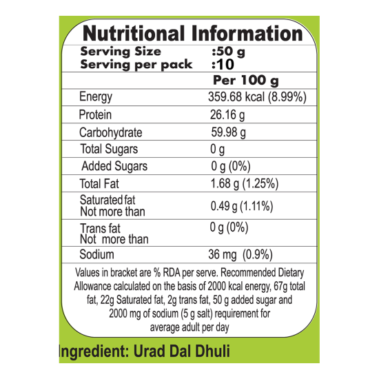 Patanjali Unpolished Urad Dhuli 500 g - Premium Quality Lentils