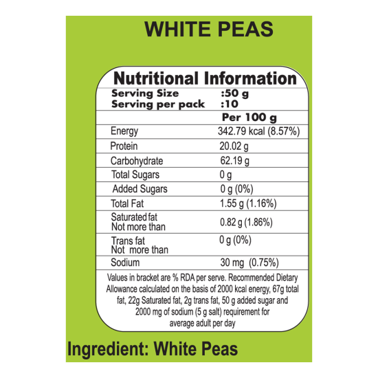 Patanjali Unpolished White Peas 500g - Nutritious & Natural