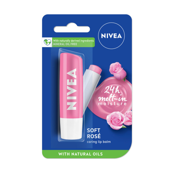 NIVEA Soft Rose Shine Lip Balm - 24H Moisture & Glossy Finish