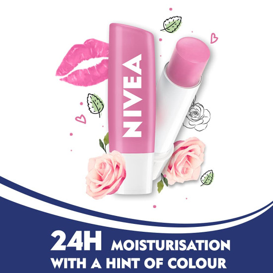 NIVEA Soft Rose Shine Lip Balm - 24H Moisture & Glossy Finish