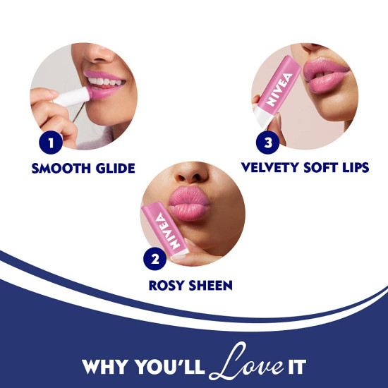 NIVEA Soft Rose Shine Lip Balm - 24H Moisture & Glossy Finish