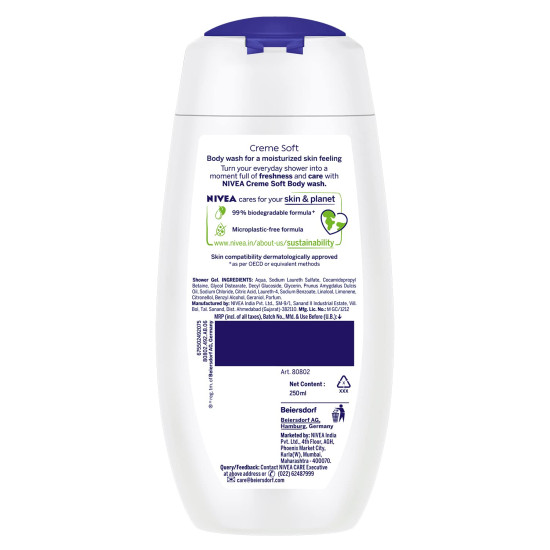 NIVEA Crème Soft 250ml Body Wash - Clean & Moisturized Skin