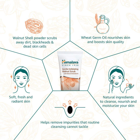 Himalaya Herbals Gentle Exfoliating Walnut Scrub - Hydrate & Purify