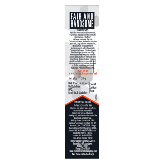 Fair and Handsome Fairness Cream for Men, 30gm - 7 Days Radiance Promise