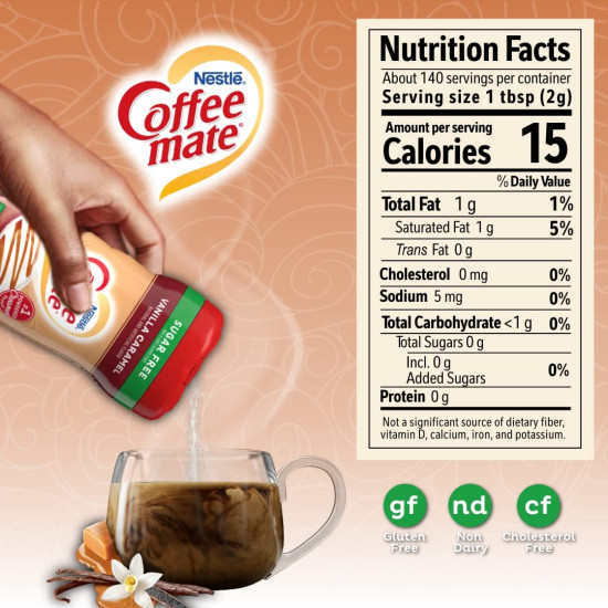 Nestlé Coffee Mate Sugar Free Vanilla Caramel - Delicious Coffee Creamer