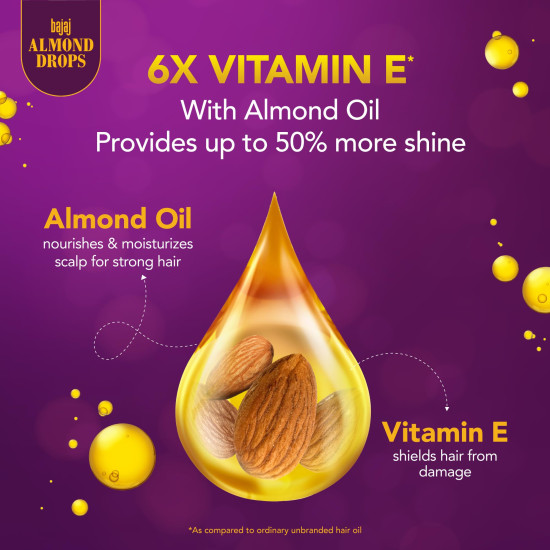 Bajaj Almond Drops Hair Oil - 6X Vitamin E & Hair Fall Control Bajaj Almond Drops Hair Oil - 6X Vitamin E & Hair Fall Control