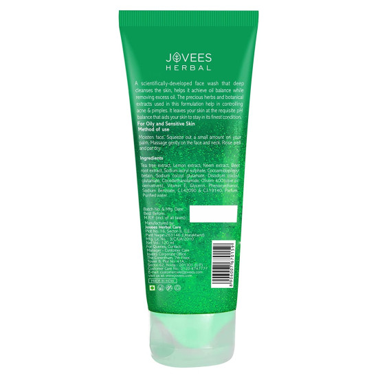 Jovees Herbal Tea Tree Oil Control Face Wash - Paraben and Alcohol Free Jovees Herbal Tea Tree Oil Control Face Wash - Paraben and Alcohol Free