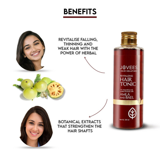 Jovees Herbal Revitalising Amla & Bael Hair Tonic - Long, Strong & Thick Hair