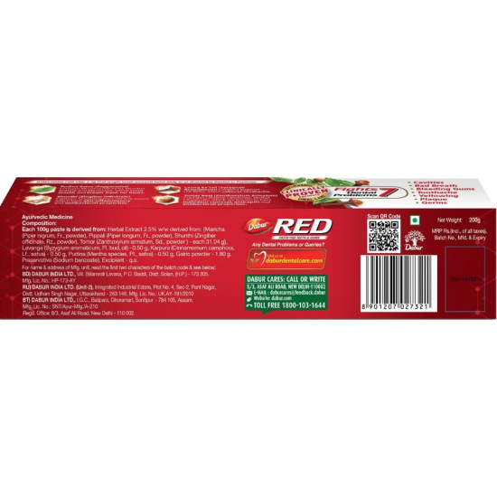 Dabur Red Toothpaste - 200g | World's No.1 Ayurvedic Paste
