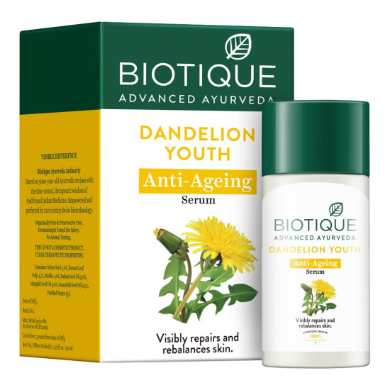 Biotique Dandelion Youth Anti-Ageing Serum - Reduces Fine Lines & Wrinkles