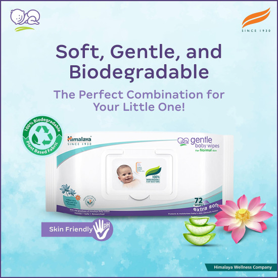 Himalaya Gentle Baby Wipes - 72 Wipes for Delicate Skin