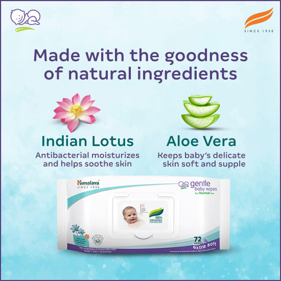 Himalaya Gentle Baby Wipes - 72 Wipes for Delicate Skin