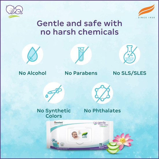 Himalaya Gentle Baby Wipes - 72 Wipes for Delicate Skin