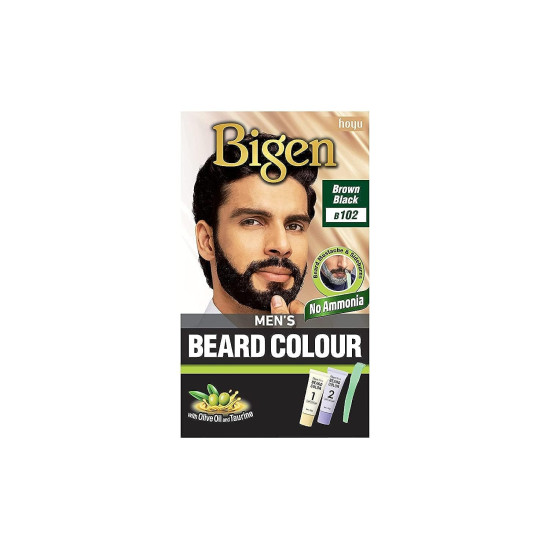 Bigen Men's Beard Color - Brownish Black B102 for Effortless Beard Coloring