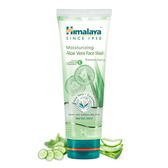 Himalaya Herbals Moisturizing Aloe Vera Face Wash Cream, 50ml - Hydrating and Softening