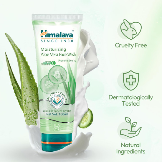 Himalaya Herbals Moisturizing Aloe Vera Face Wash Cream, 50ml - Hydrating and Softening