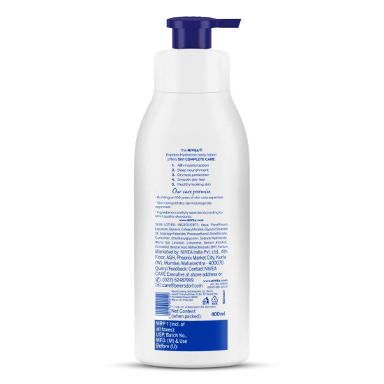 NIVEA Express Hydration 400ml Body Lotion - 48H Moisturization & Hydration