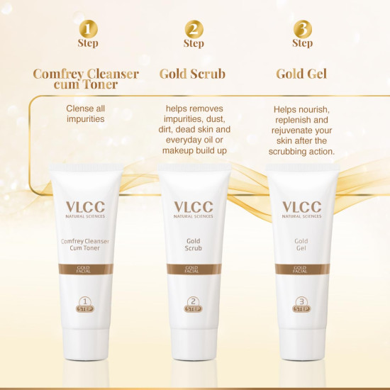 VLCC Gold Facial Kit - Bright & Glowing Skin with 24K Gold Bhasma
