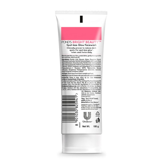 POND'S Bright Beauty Spotless Glow Facewash with Vitamin B3 100g - Achieve Spotless Brightness