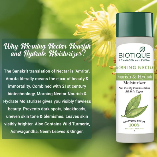 Biotique Morning Nectar Flawless Skin Moisturizer - Nourishes & Hydrates