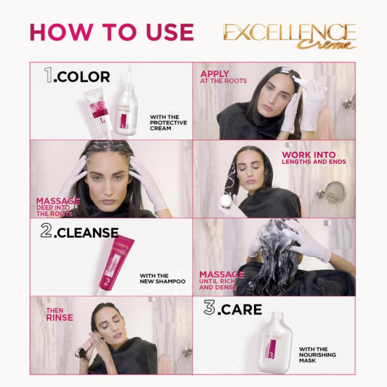 L'Oreal Paris Permanent Hair Colour - Excellence Crème with Pro-Keratin
