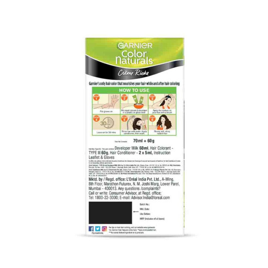 Garnier Hair Colouring Creme - Long-lasting Colour, Smoothness & Shine