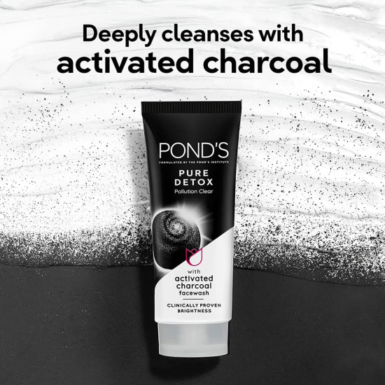 POND'S Pure Detox Face Wash 100 g - Activated Charcoal Cleanser for Oily Skin