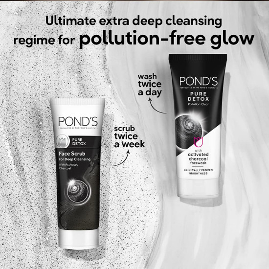 POND'S Pure Detox Face Wash 100 g - Activated Charcoal Cleanser for Oily Skin