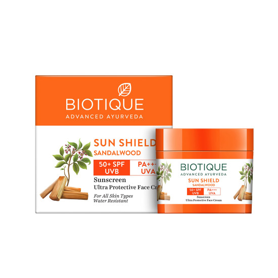 Biotique Sandalwood Sunscreen Ultra Soothing Face Lotion, SPF 50+ - Ultra Protective Lotion