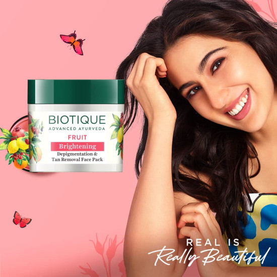 Biotique Fruit Brightening Depigmentation and Tan Removal Face Pack - 100% Botanical Extracts