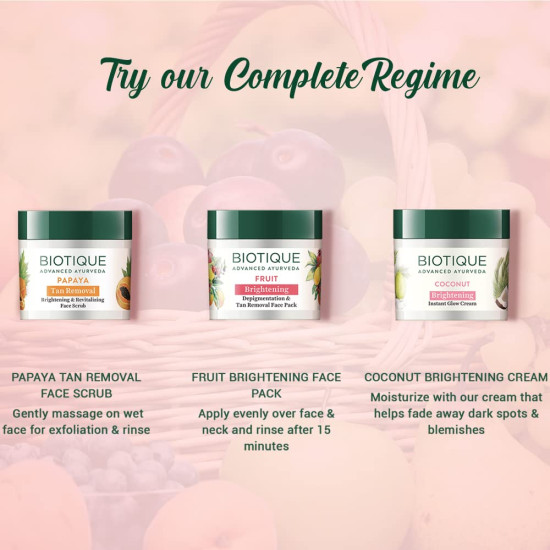 Biotique Fruit Brightening Depigmentation and Tan Removal Face Pack - 100% Botanical Extracts