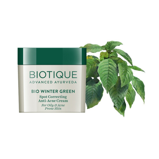 Biotique Bio Winter Green Spot Correcting Anti Acne Cream - Effective Acne Control