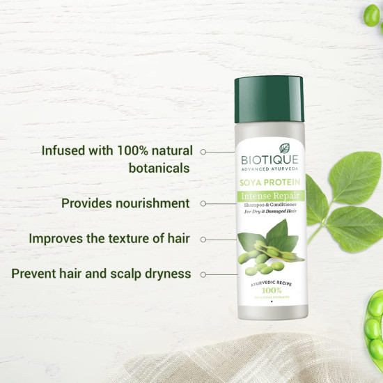 Biotique Bio Soya Protein Fresh Nourishing Shampoo - Repairs Dry and Damaged Hair