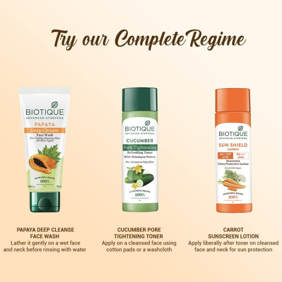 Biotique Bio Carrot Face & Body Sun Lotion - SPF 40 UVA/UVB Protection