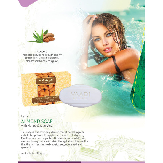 Vaadi Herbals Lavish Almond Soap, 75g - Deep Moisturizing Cleanser