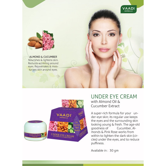Vaadi Herbals Under Eye Cream - Almond Oil & Cucumber Extract for Rejuvenated Eyes