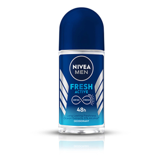 NIVEA MEN Fresh Active Deo Roll On - 48H Freshness with Ocean Extracts